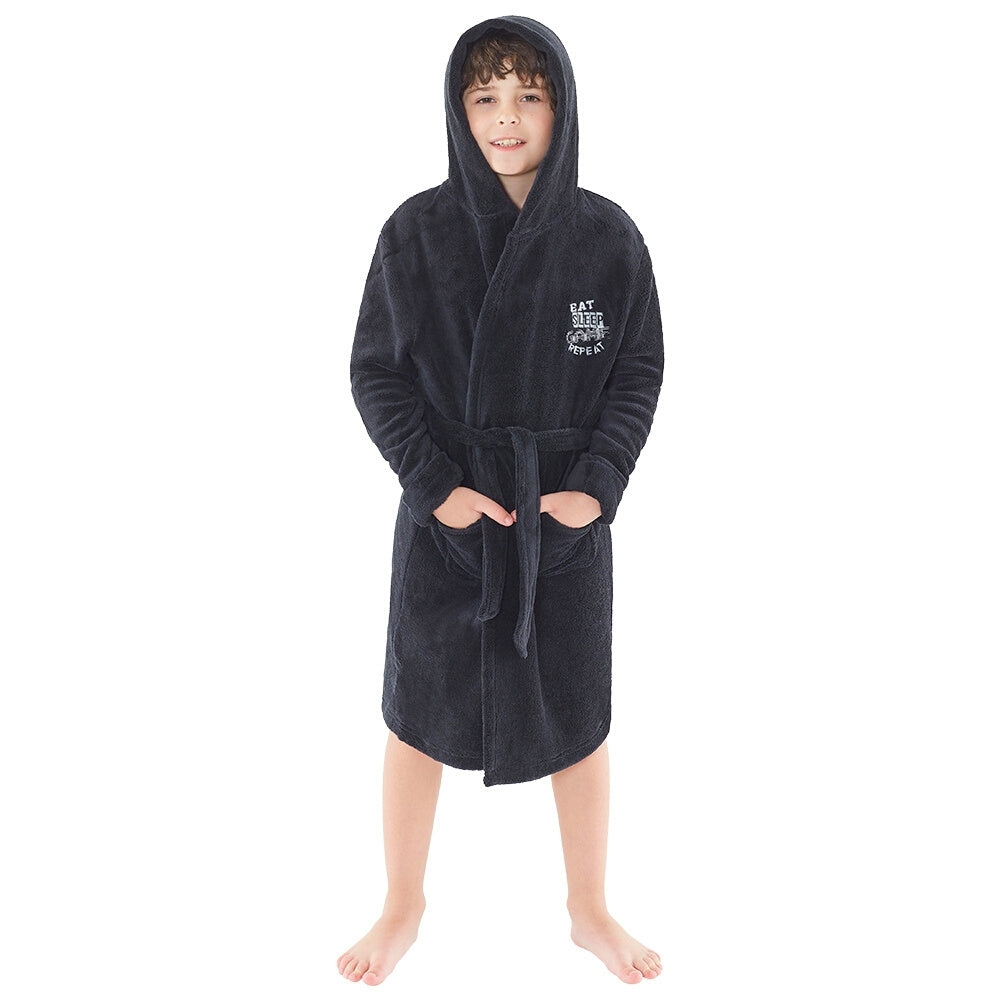 Boys navy dressing gown best sale