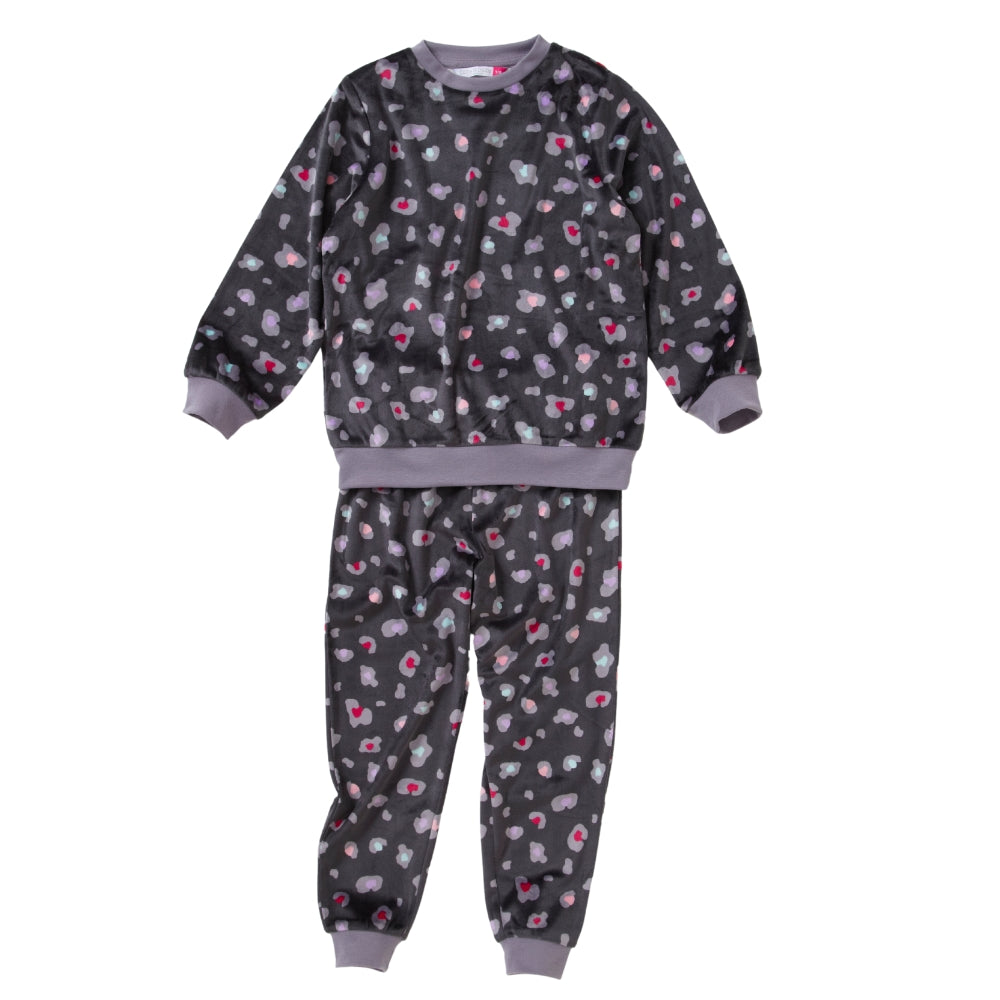 Girls Leopard Print Velour Pyjamas (14762051174782)