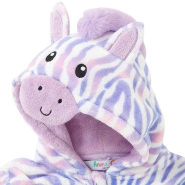 Kids Lilac Fleece Tie Dye Zebra Onesie (7868559130850)