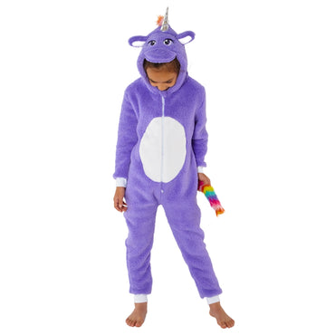 Purple Glitter Rainbow Unicorn Fleece Onesie (8075120083170)