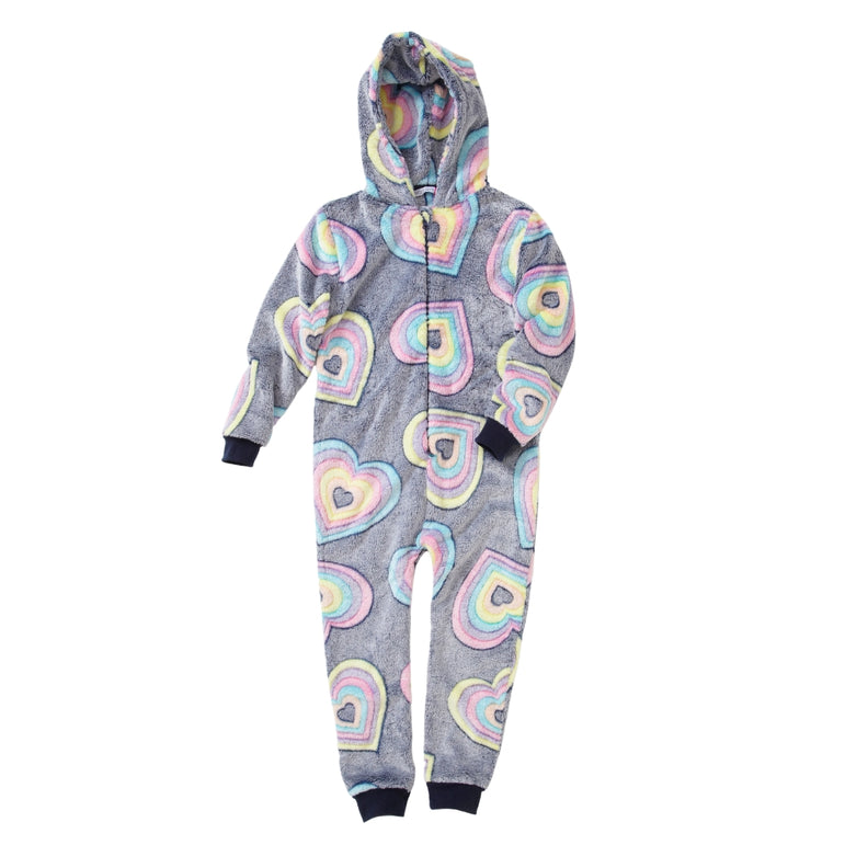 Girls Rainbow Hearts Embossed Dressing Gown (14742321856894)