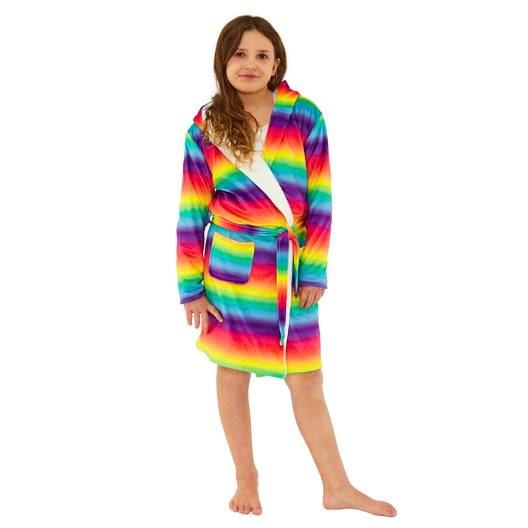 Rainbow Ombre Fleece Dressing Gown (14742325395838)