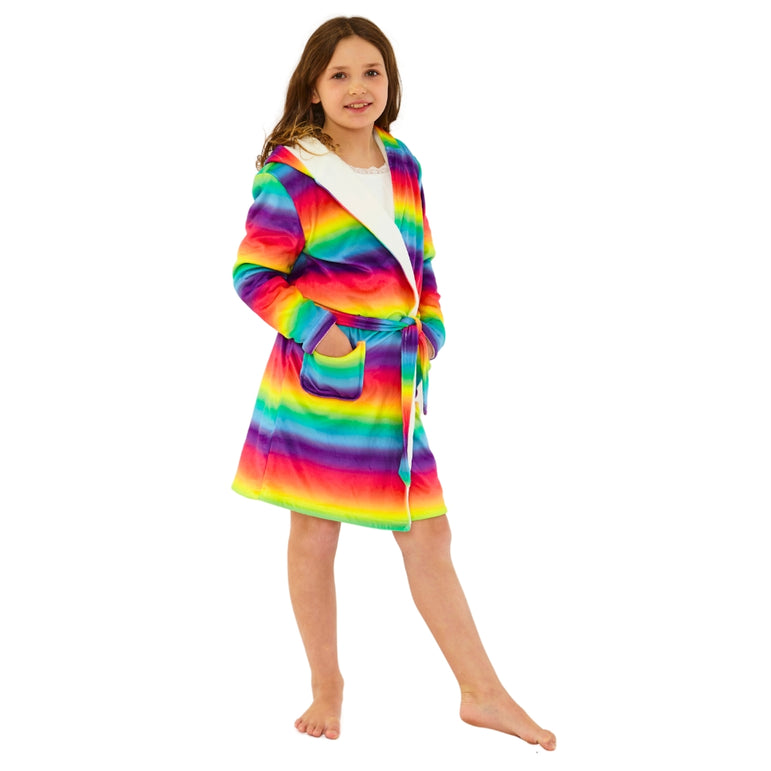 Rainbow Ombre Fleece Dressing Gown (14742325395838)