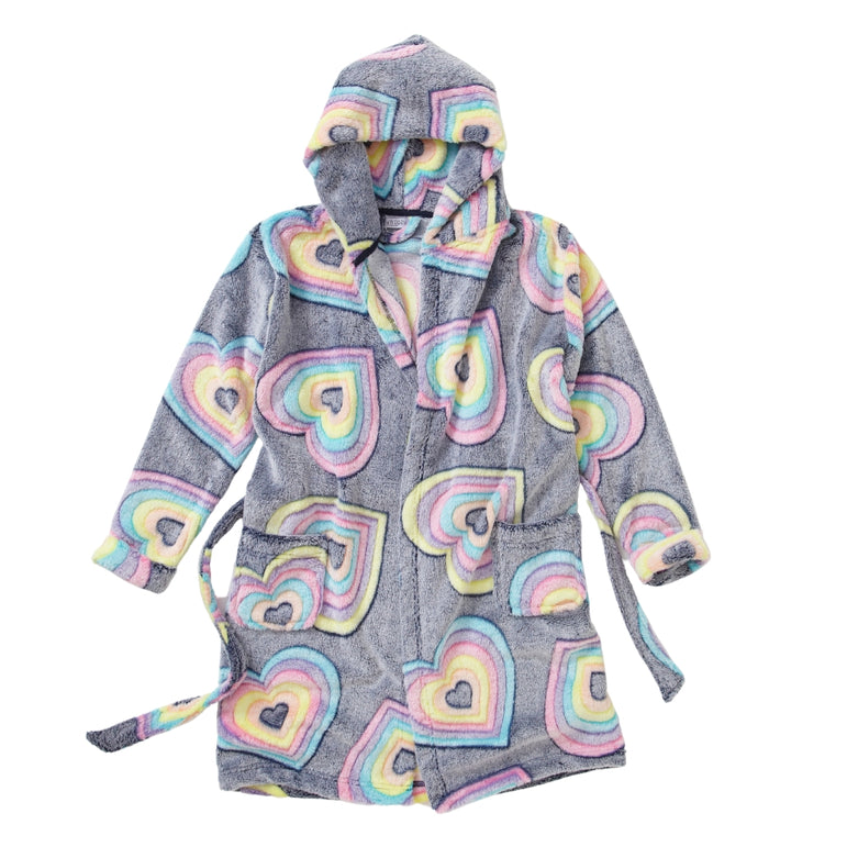 Rainbow Hearts Fleece Dressing Gown (14742325330302)