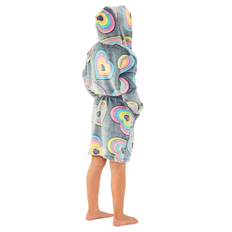 Rainbow Hearts Fleece Dressing Gown (14742325330302)