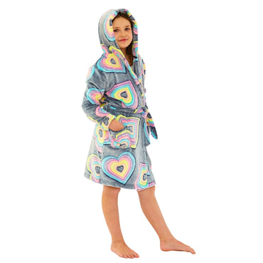 Rainbow Hearts Fleece Dressing Gown (14742325330302)