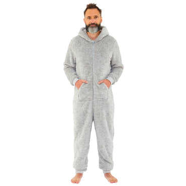 Adults Grey Soft Fluffy Fleece Onesie (5677496041633)