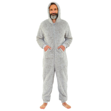 Adults Grey Soft Fluffy Fleece Onesie (5677496041633)