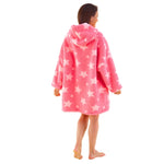 Womens Star Print Teddy Fleece Wearable Hoodie Blanket (14761862562174)