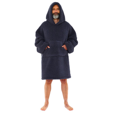 Mens Teddy Fleece Wearable Hoodie Blanket (14761862627710)