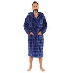 Men's Check Print Fleece Dressing Gown (14761873965438)