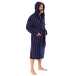 Men's Stripe Print Fleece Dressing Gown (14761873998206)