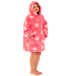 Girls Star Print Puffy Fleece Wearable Hoodie Blanket (14742322086270)