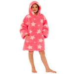 Girls Star Print Puffy Fleece Wearable Hoodie Blanket (14742322086270)