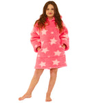 Girls Star Print Puffy Fleece Wearable Hoodie Blanket (14742322086270)