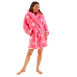 Women's Star Print Teddy Fleece Dressing Gown (14761873899902)