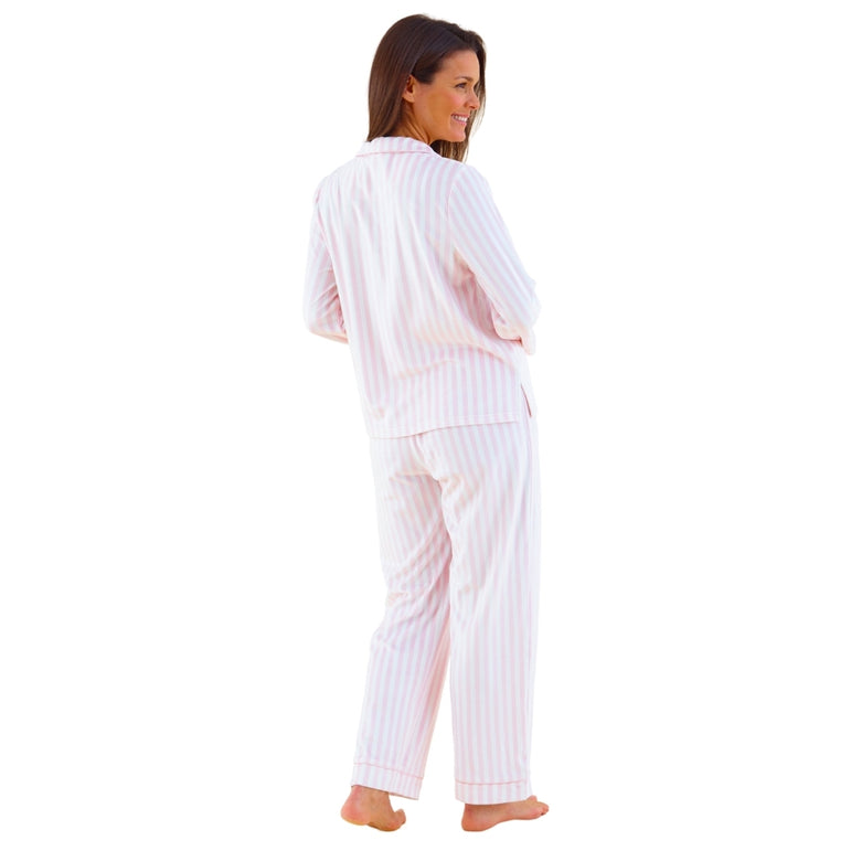 Womens Stripe Print Velour Pyjamas (14762050388350)