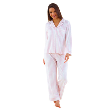 Womens Stripe Print Velour Pyjamas (14762050388350)