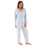 Womens Zebra Print Velour Pyjamas (14762050027902)