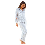 Womens Zebra Print Velour Pyjamas (14762050027902)