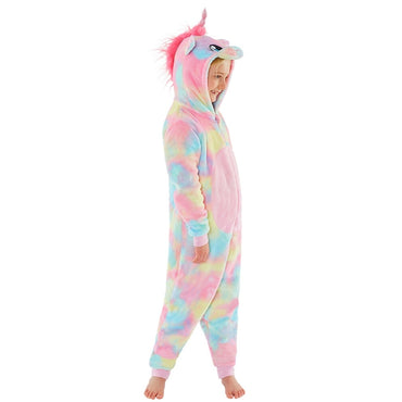 Girls Rainbow Unicorn Fleece Onesie | Unicorn Onesie for Kids (4490631839796)