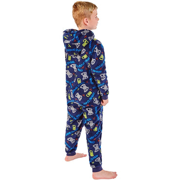 Game Over Print Fleece Onesie (7067188396193)