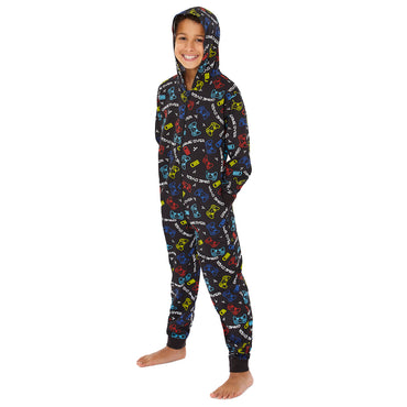 Kids Black Gaming Console Print Cotton Onesie (7739648934114)