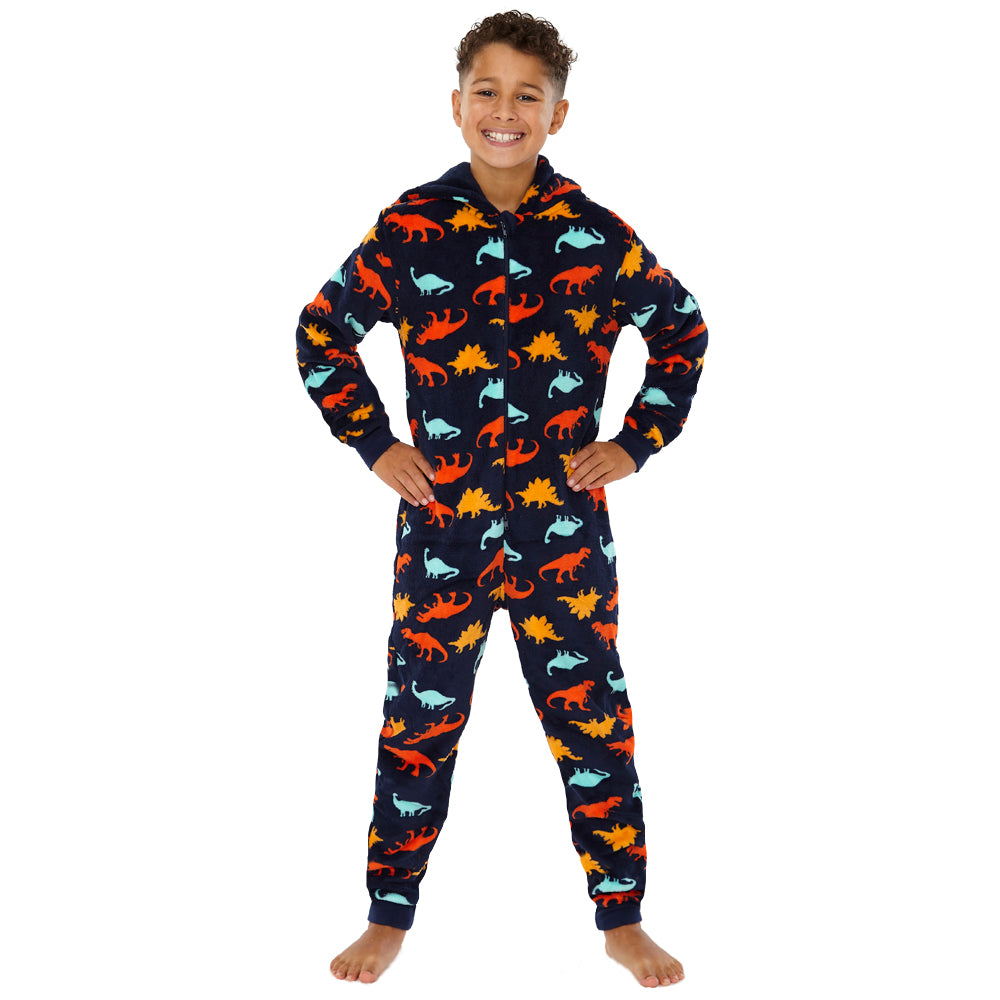 Kids Navy Dinosaur Print Onesie (7868558835938)