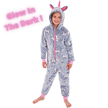 Girls Glow In The Dark Unicorn Onesie (7109355831457)